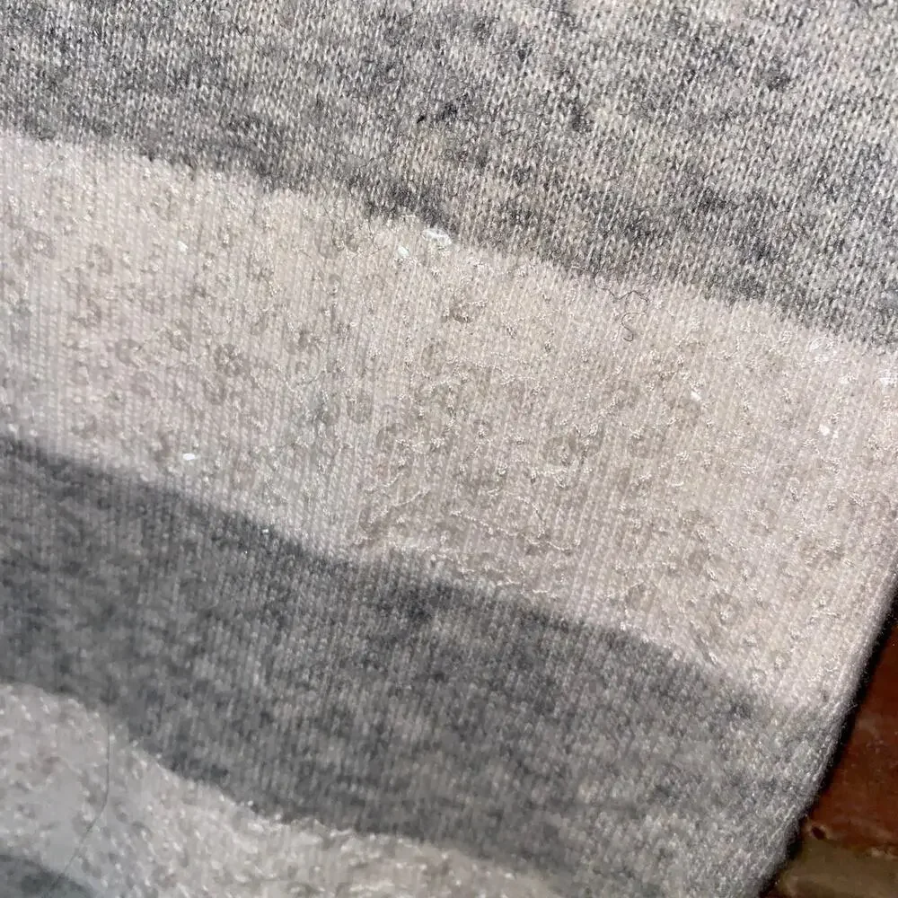 J. Crew Gray White Sparkle Stripe Merino Wool Pullover Sweater Women's Size XXS